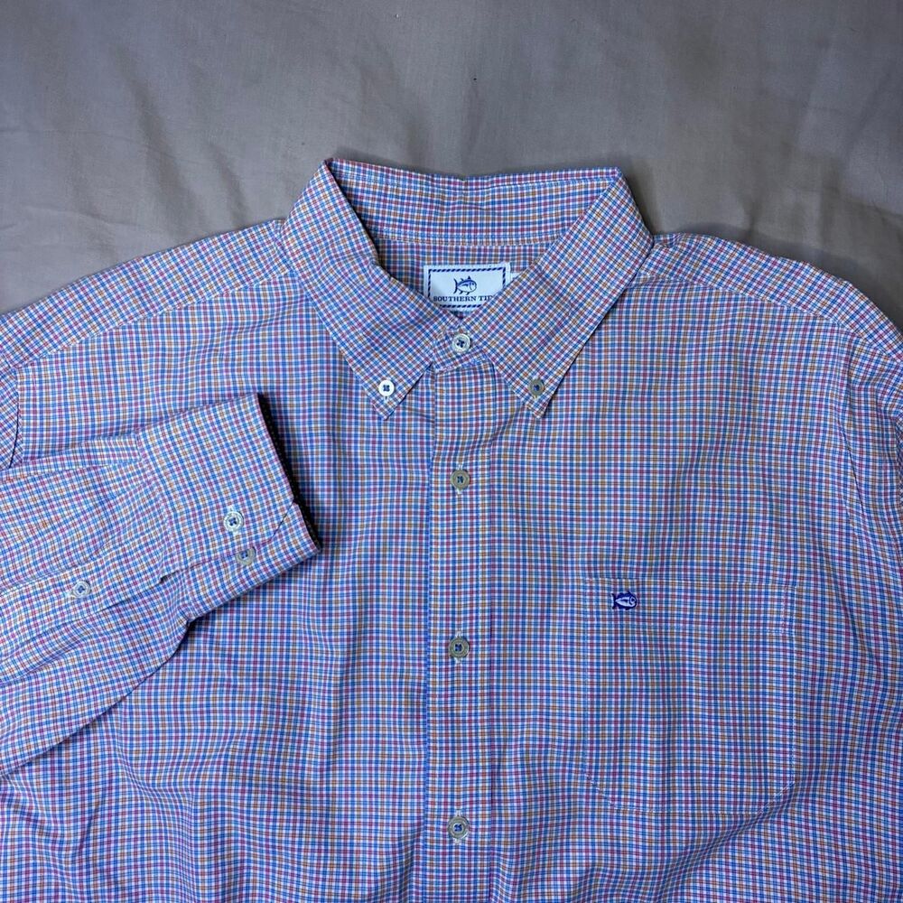Southern Tide Classic Fit Check Button Down Shirt Men’s XL Cotton Stretch